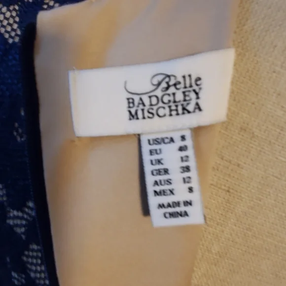 Belle Badgley Mischka Navy Lace Illusions Dress - Picture 6 of 6